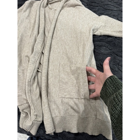 Women's Cyrus Lightweight Beige Viscose Open Cardigan Ribbed arms Size LG - Picture 9 of 9